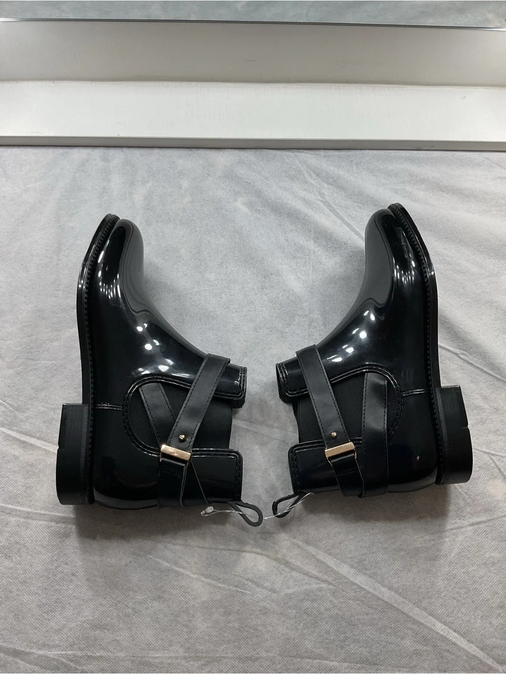 Henry Ferrera Couture Black Gloss Chelsea Designer Fashion Stylish Rain Boots
